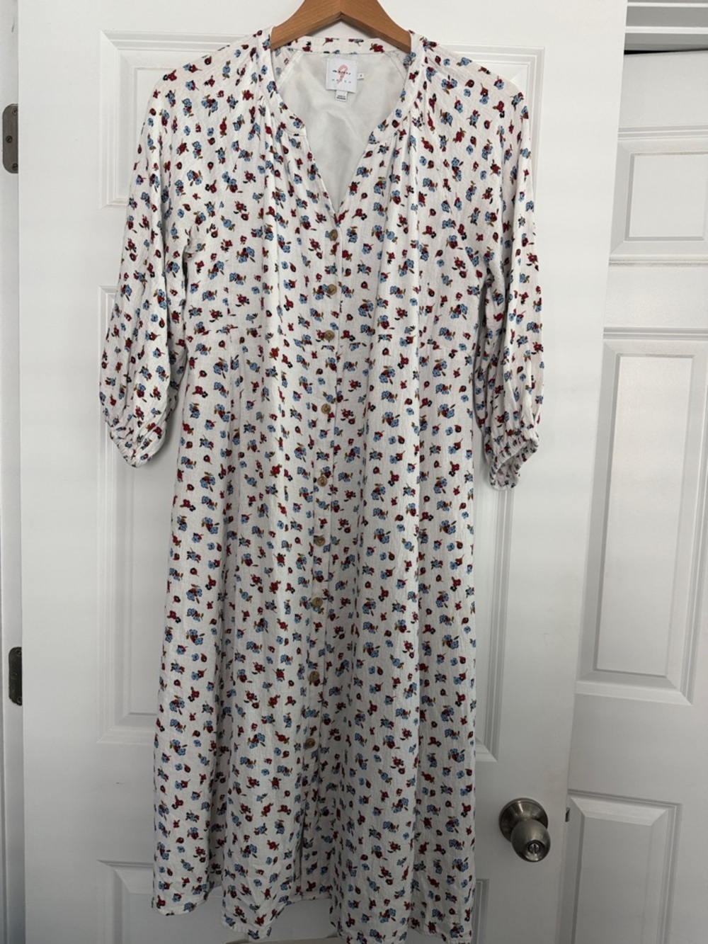 The Nines by HATCH White Floral-Print Midi Dress Maternity Size Medium - Picture 2 of 11